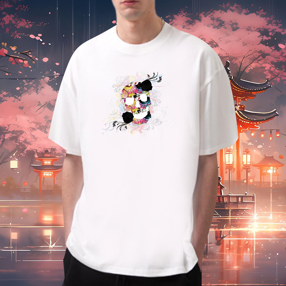 Fashion Casual Man T Shirts skull Tops 230g Cotton Outdoor Unisex Graphic O Neck Short Sleeves Men Tops Tees