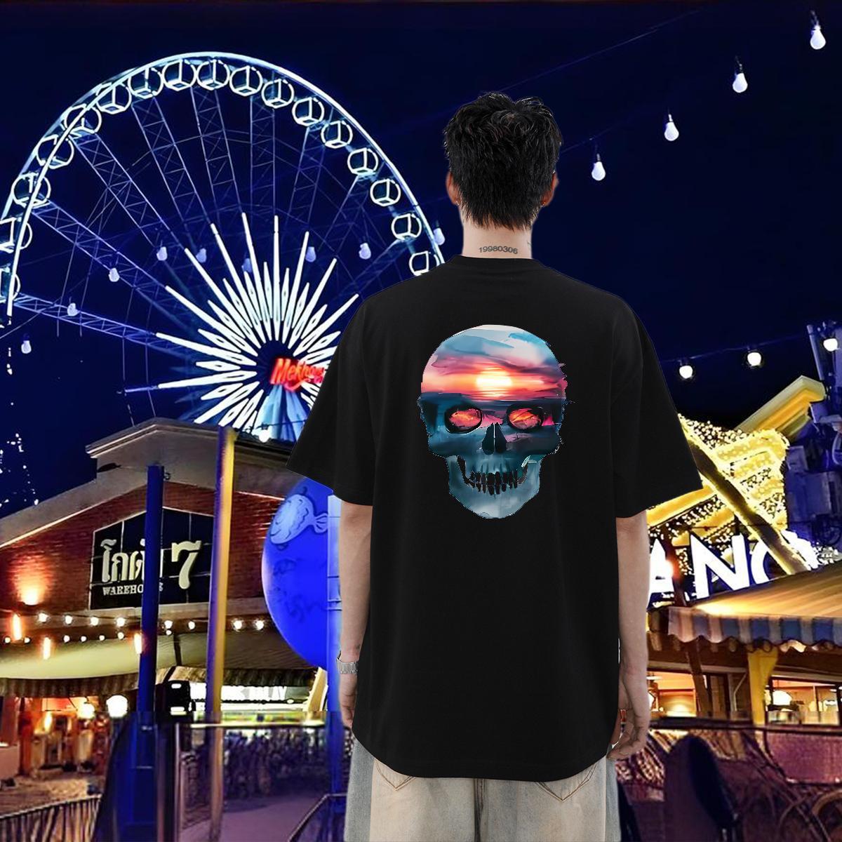 Fashion Casual T-Shirts for Men sun Tee Shirt 230g Pure Cotton Sport Classic Black Oversized Breathable Crew Neck Men Tops Tees