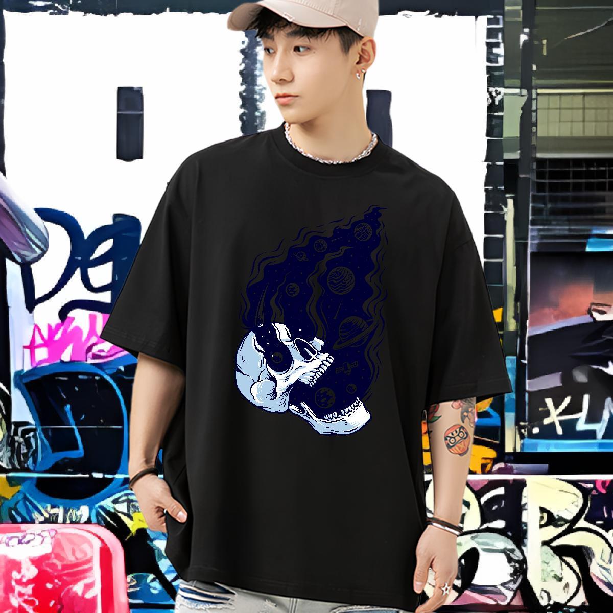Fashion Designer T Shirts Men skull Top Tees 100% Cotton 230g Daily Wear Comfortable Graphic Breathable Crew Neck Tshirts