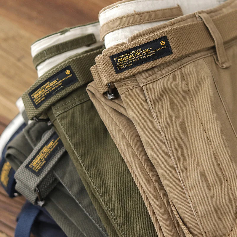 Overalls mens Japanese Vintage pure cotton washing trend loose closure small foot spring and autumn leisure long pants 240806