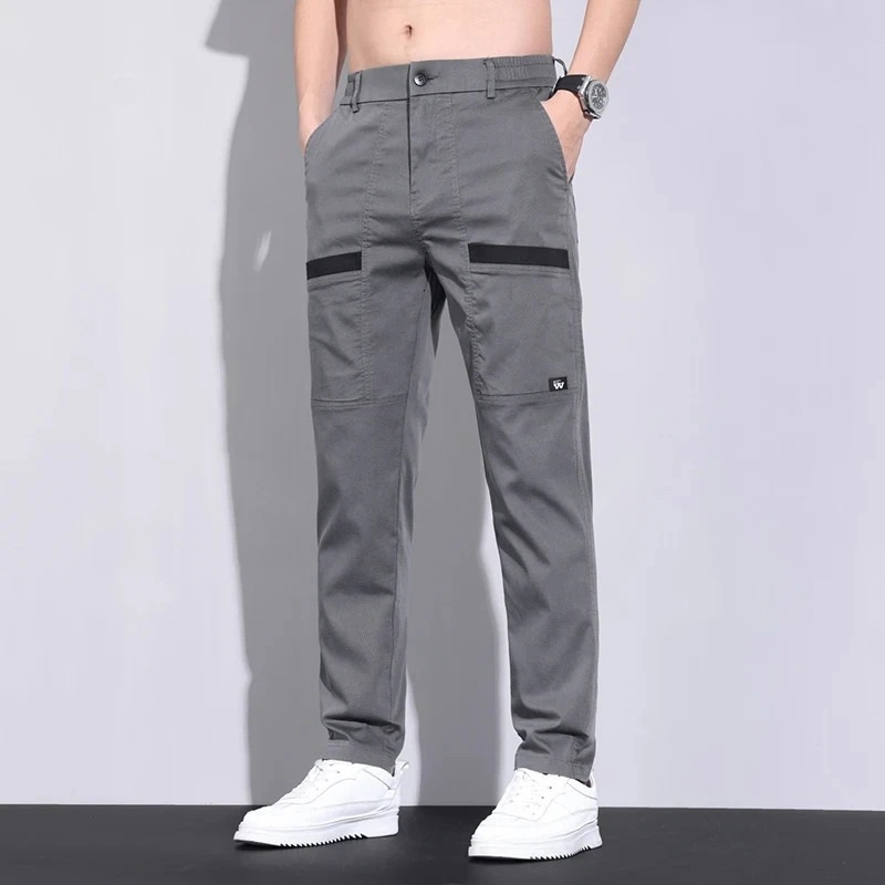 Summer Ice Silk Mens Golf Pants High Quality Elastic Fashion Casual Breathable 240806