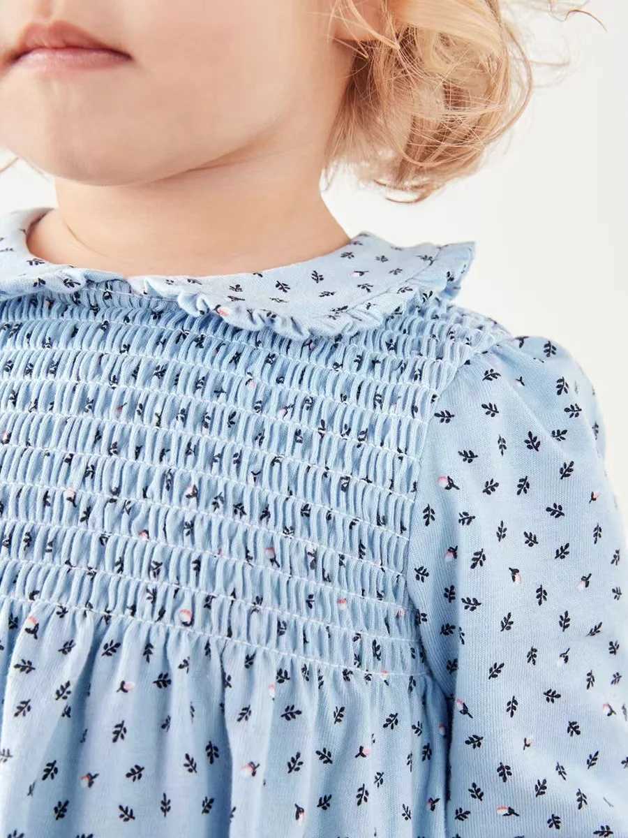 2-7-year-old long sleeved dress made of 100% pure cotton and fashionable suitable for children girls flowers and birthday partiesW240720