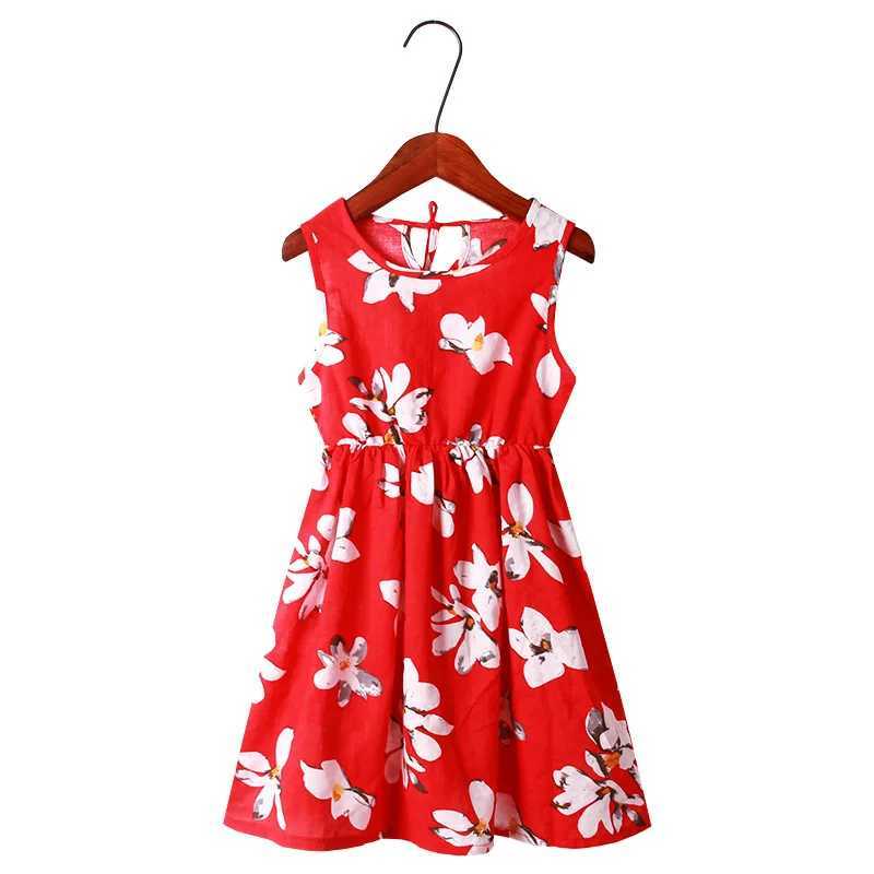 2017 Summer Gilrs Casual Dress 2-12 Year Childrens Cute Printed Leaf Vest Princess Dress Childrens Silk Cotton Sleeveless ClothingW240720