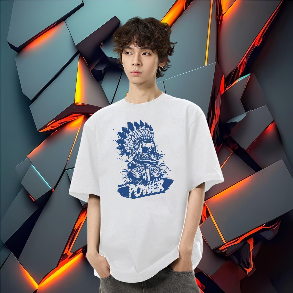 Designer T-Shirts for Men skull Top Tees 230g Pure Cotton Daily Outfit Comfortable Plus Size Cartoon Breathable Crew Neck Men Clothes T-Shirt