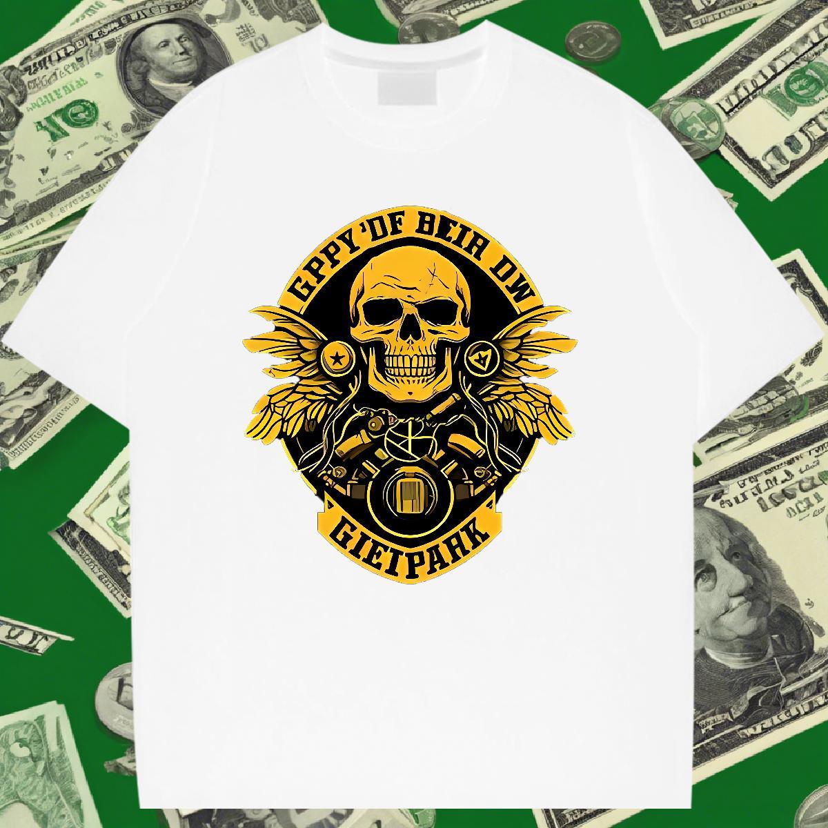 Customized T shirt skull Top Tees 230g Pure Cotton Daily Wear TOP Quality Custom Anime Crew Neck Men Tshirts