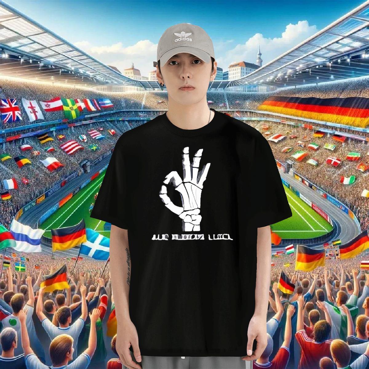 Designer Fashion Mens T Shirts hands Polos 230g Cotton Outdoor Loose Skull Breathable Crew Neck Tshirt for Man Woman