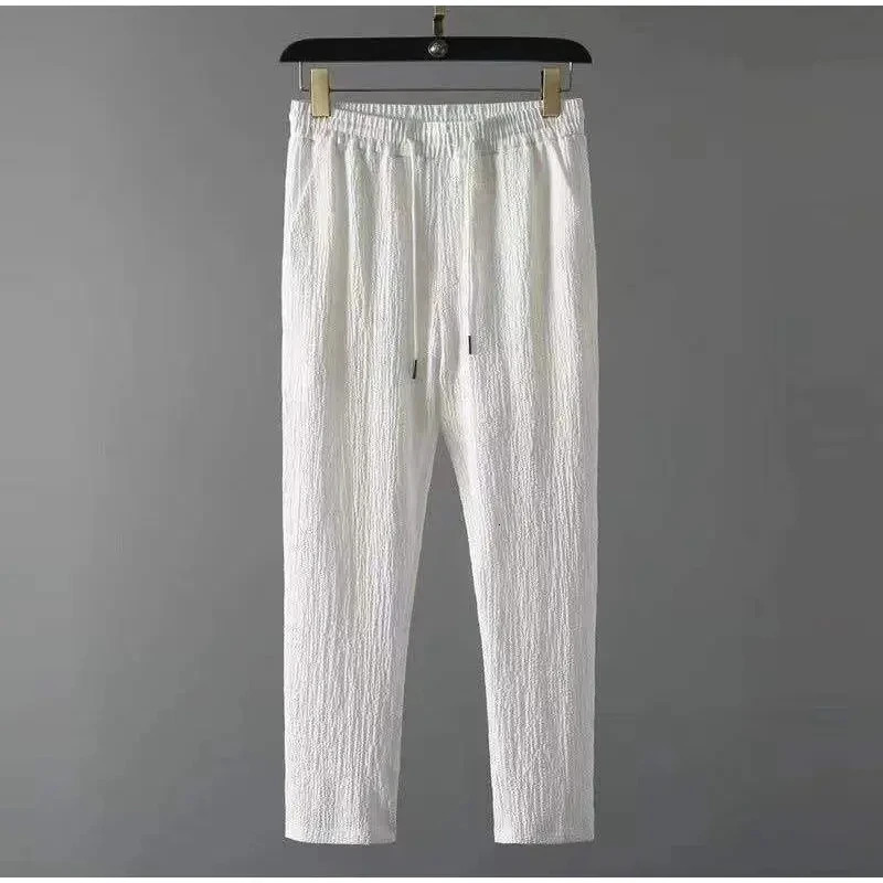 Men Two Piece Suits 2024 Summer Fashion Solid Casual Loose Short Sleeve Quick-Drying Long Straight Pants Outfits Male Sets 240816