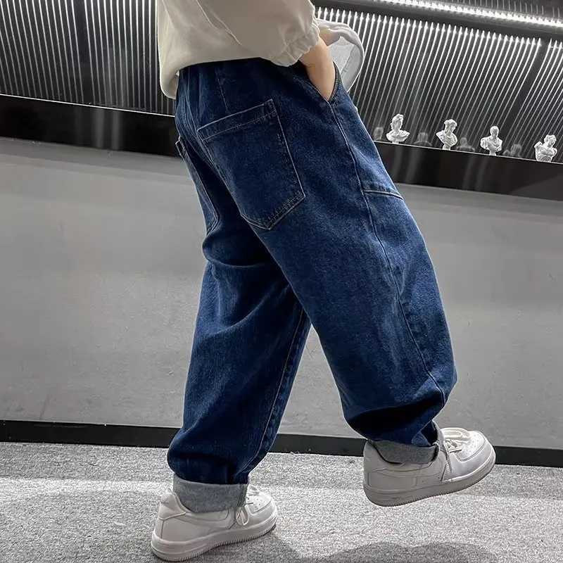 Jeans Boys Jeans Spring And Autumn Loose Childrens Pants Casual Straight Tube Middle Big Boy Dad Pants Boys Pants