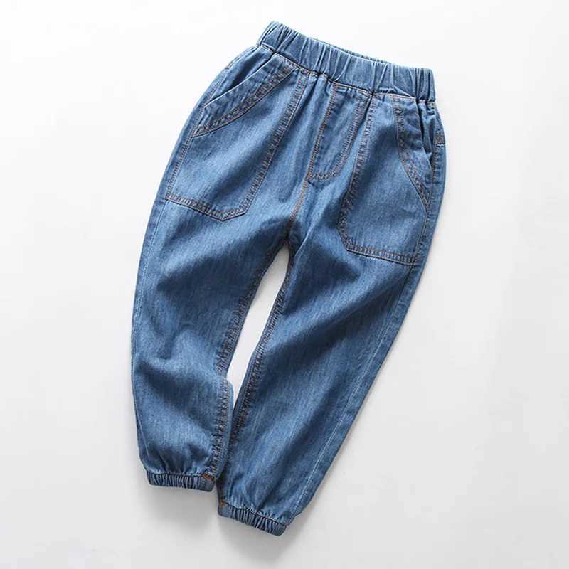 Jeans Summer kids boys girls clothes elastic band loose thin denim trousers for toddler children clothing out wear cool jeans pants