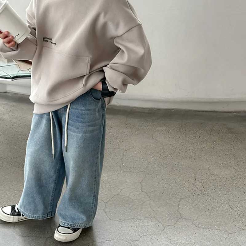 Jeans Boys Jean Pants Long Trousers Cotton 2024 Straight Spring Autumn Babys Kids Pants High Quality Childrens Clothing