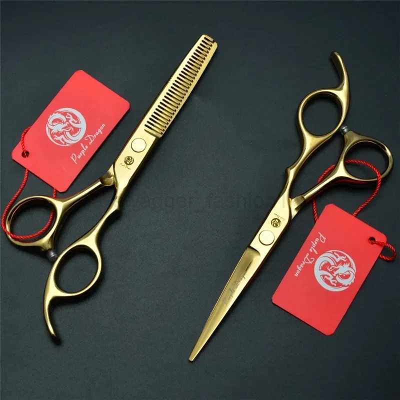 Hair Cutting Scissors 5.5/6 Gold Japan Stainless Hairdressing Scissors Thinning Shears Hair Scissors SetXJ240807