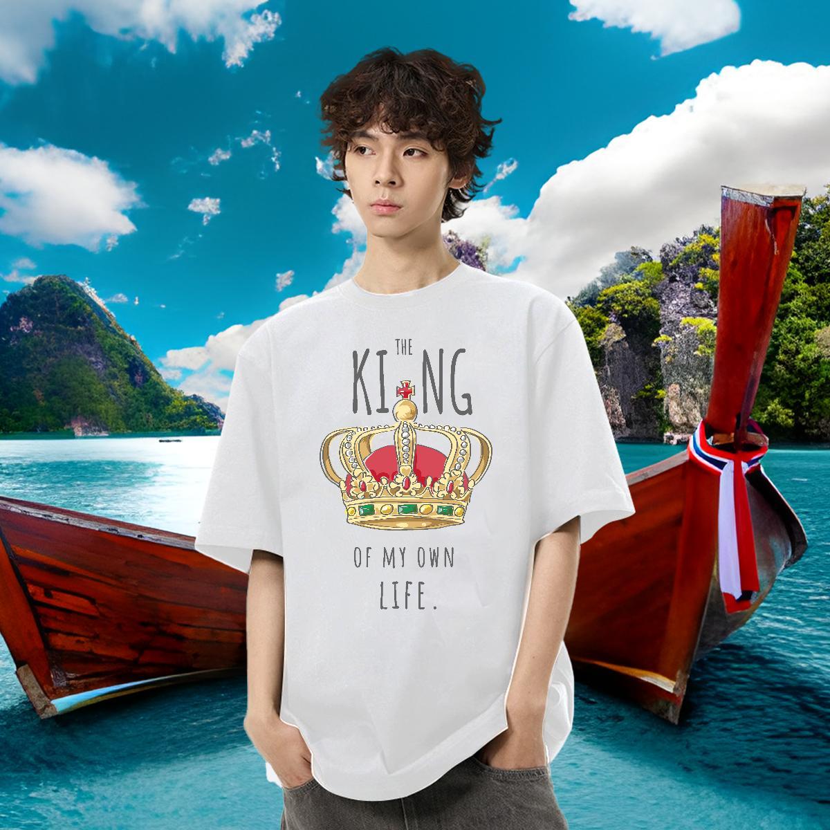 Custom Mens T Shirts letter Tee Shirt 230g Pure Cotton Sport Loose Cartoon Printing L-4XL Breathable Short Sleeve Men Tops Tees