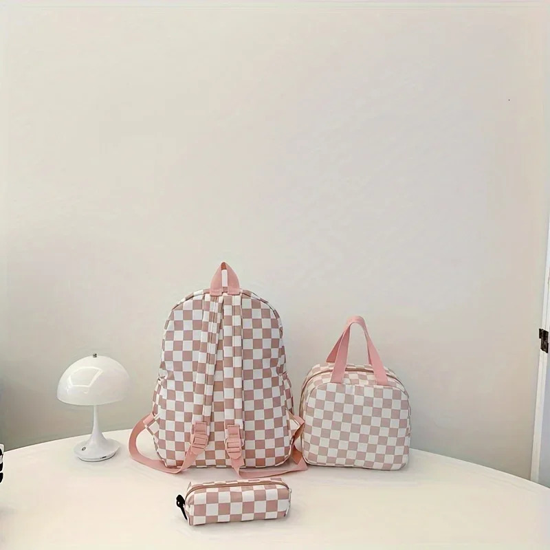 3piece highquality fabric womens backpack school large capacity travel bag student leisure 240807