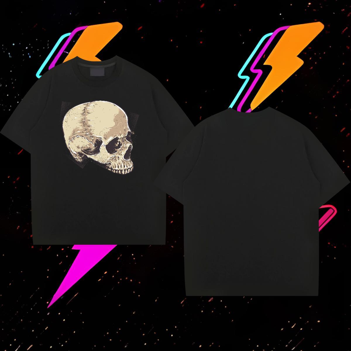 2024 DIY Man T Shirts skull Clothings 230g Cotton Street Designer White Plus Size Short Sleeve O-Neck Tshirt for Man Woman