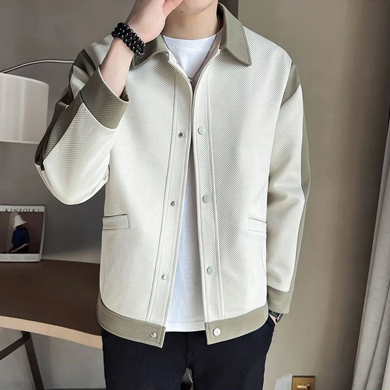 Spring and Autumn Fashion Trends Handsome Colorful Versatile Polo Collar Korean Casual Jacket Loose Fit Mens Jacket240806