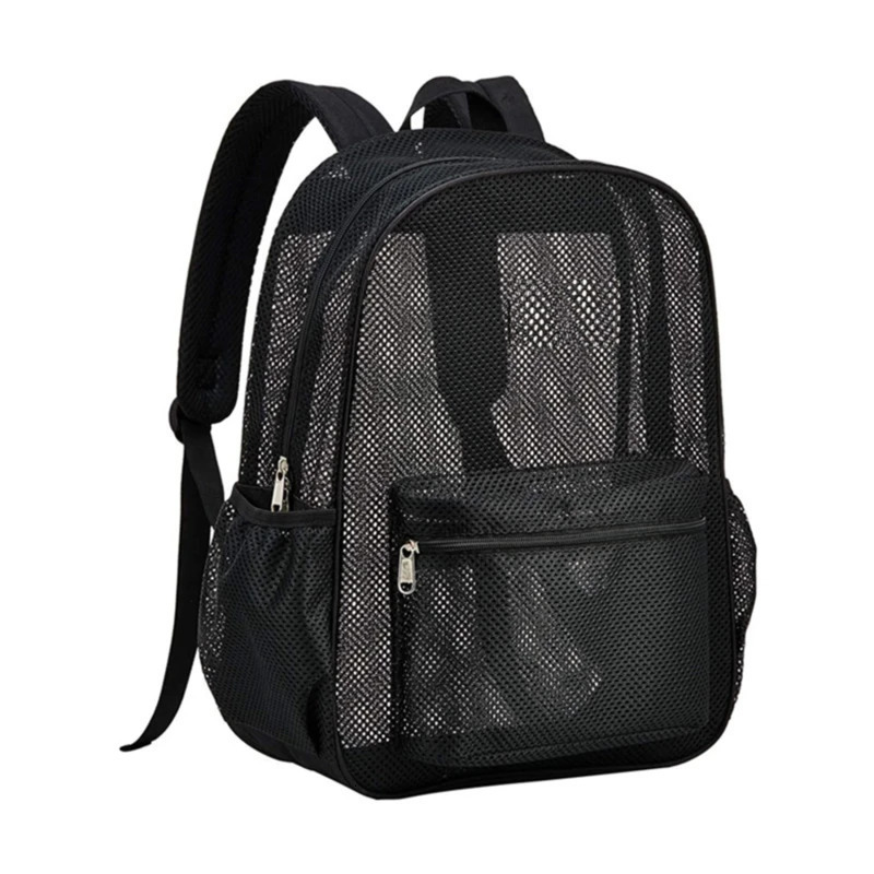womens transparent mesh backpack suitable for boys and girls lightweight travel black student bag 240807