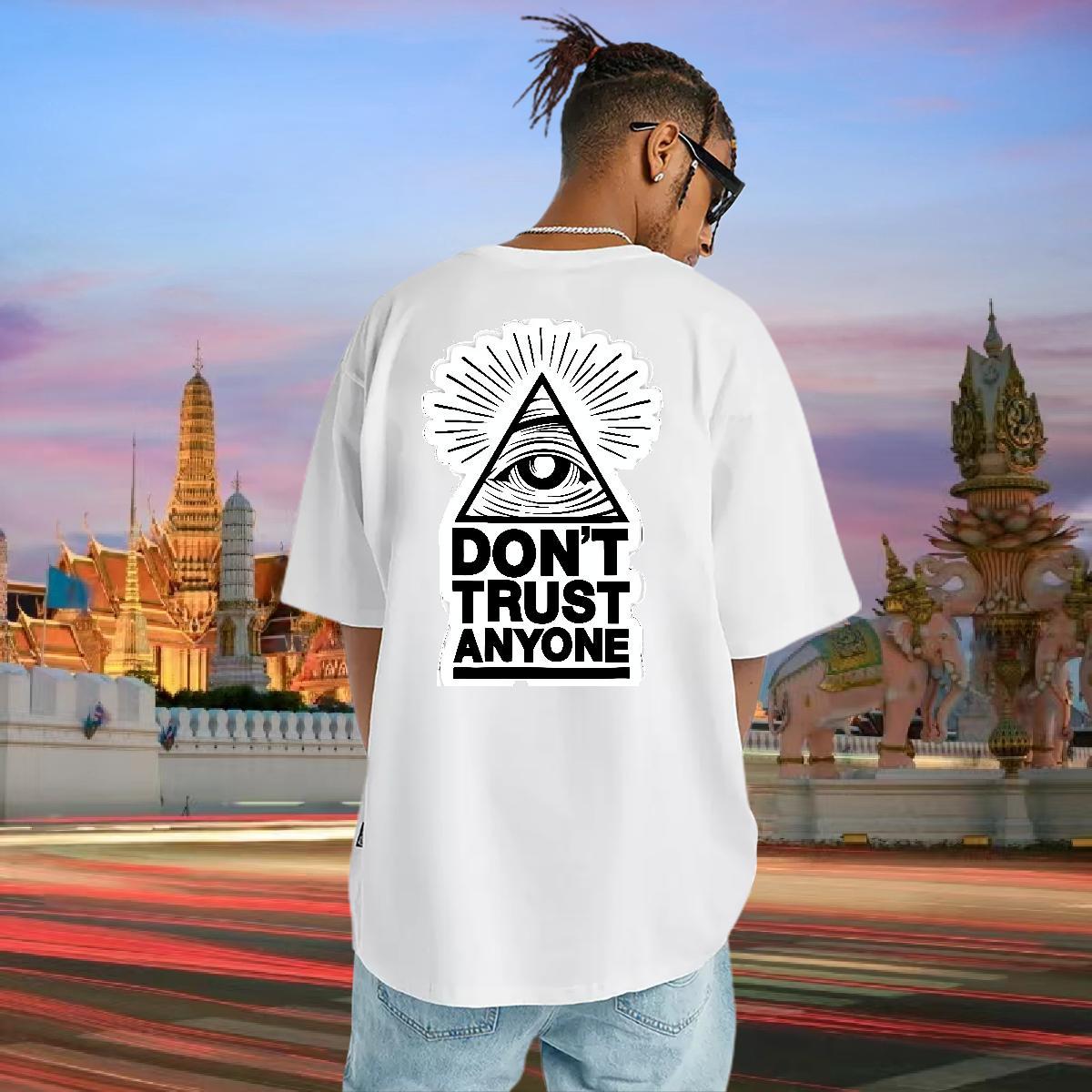 DIY T-Shirts for Men eye of the devil Polos 230g Pure Cotton Street Casual Cool Design Black White O Neck Short Sleeves Tshirts