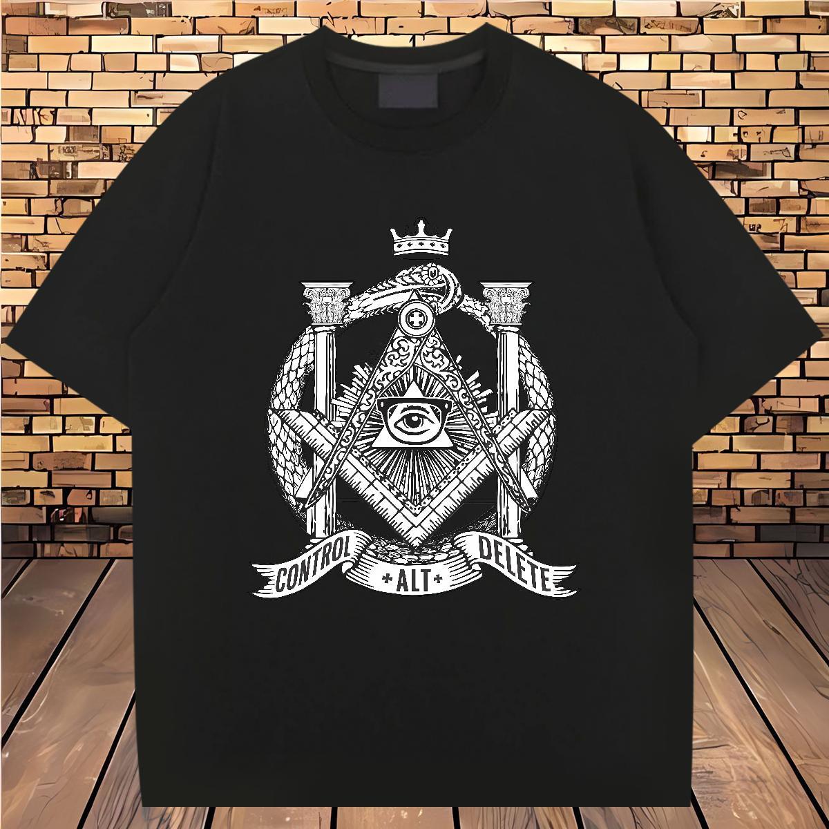 Classic Man T Shirts eye of the devil Clothes 100% Cotton 230g Daily Wear Soft Graphic Breathable Short Sleeve Tshirts