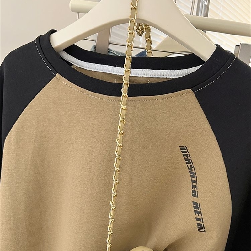 Women Clothing Fashion Casual Round Neck Sweatshirt Spring Autumn Solid Long Sleeve Top Tee Lady Y2K Loose Vintage Pullover 240806