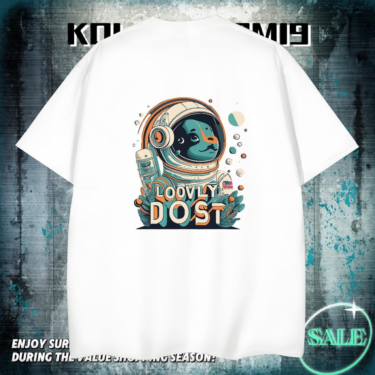 Fashion T-Shirts for Men spaceman Tees Shirts 230g Cotton Hip Hop High Quality Plus Size Custom Breathable Short Sleeve Men Tshirts