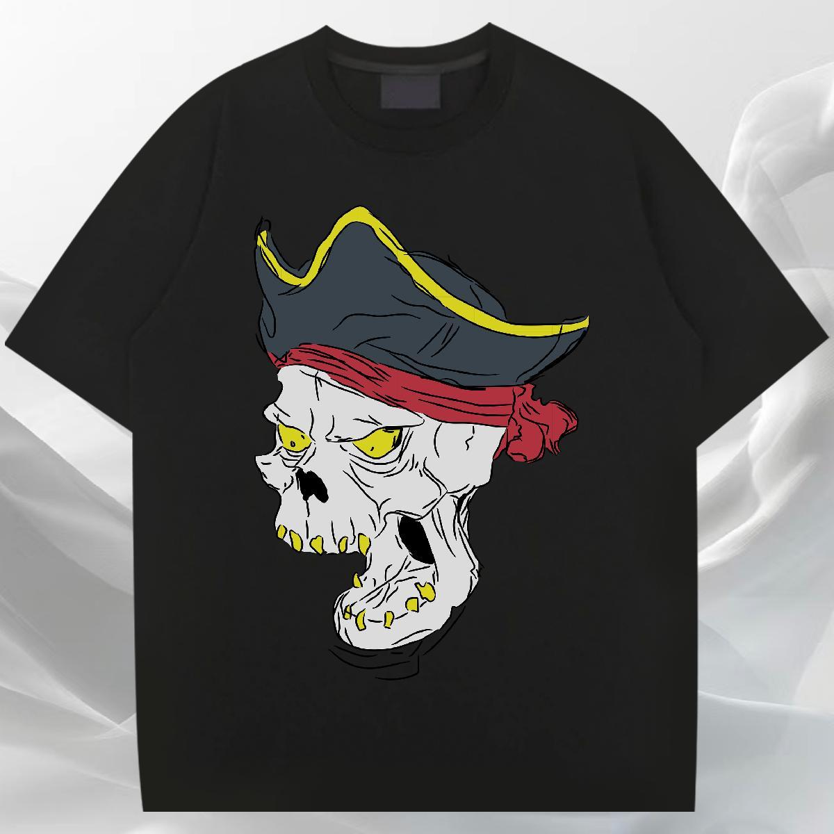 New Arrival T-Shirts for Men skull Clothes 230g Pure Cotton Street Wear Free Shipping DIY Printed Crew Neck Breathable Couples T Shirts