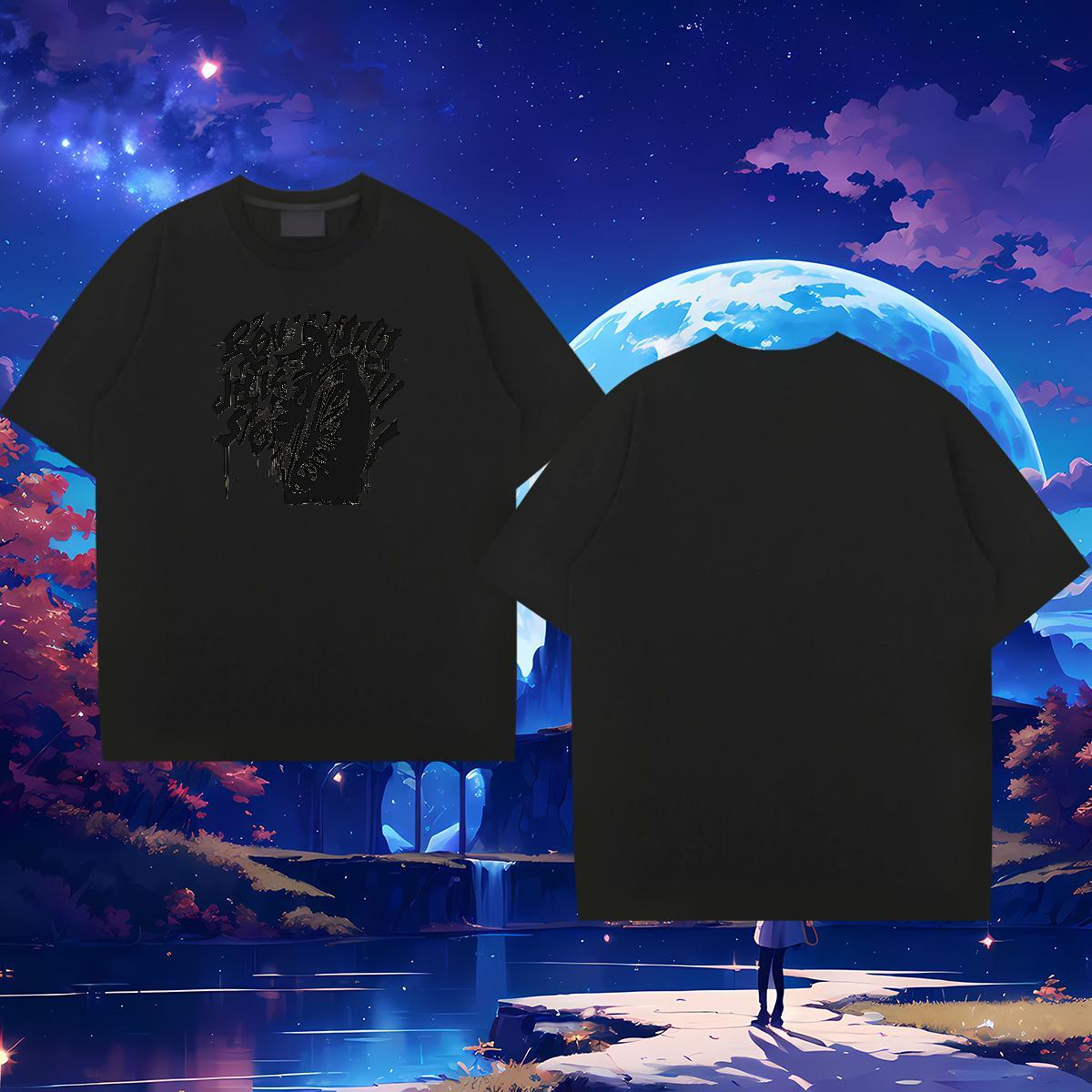 New Arrival T-Shirts character Tops 230g Pure Cotton Casual Daily Wear Wholesale Floral Print Crew Neck Breathable Mens Tshirts