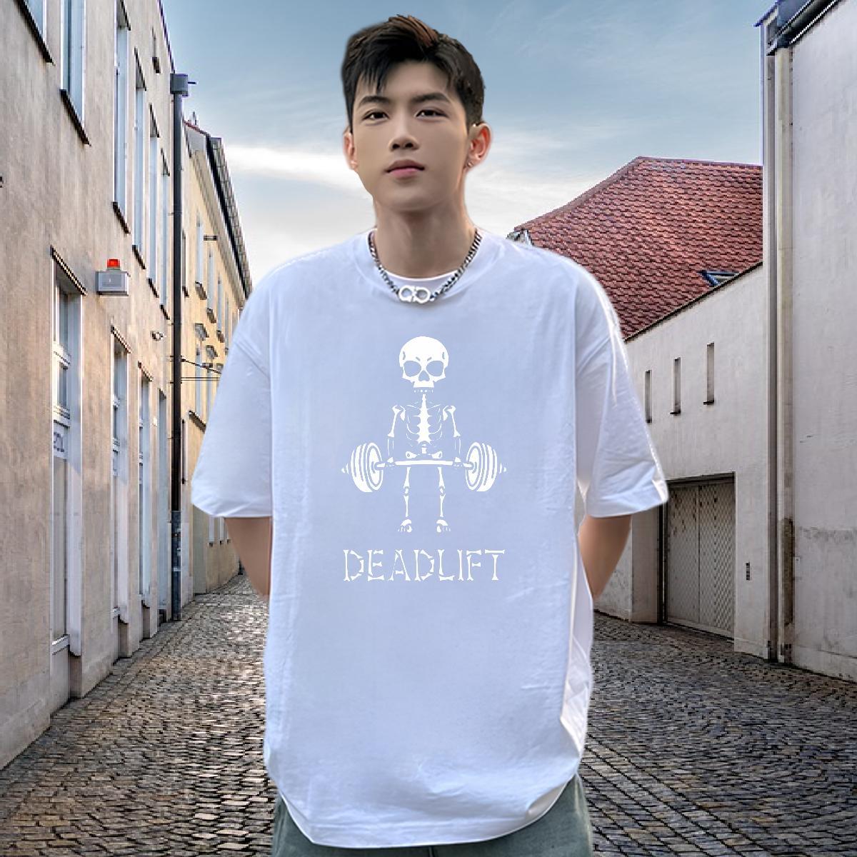 New Arrival T Shirt For Man skull Tees Shirts 230g Pure Cotton Spring Summer Loose Fit Cartoon Printing L-4XL Breathable Short Sleeve Mens Tshirts