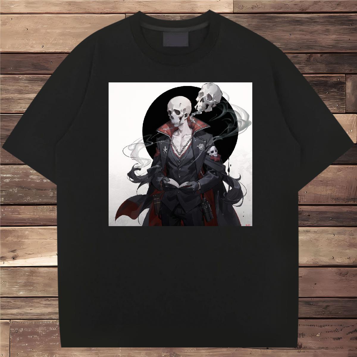 Fashion T shirt skull Wear 230g Cotton Outdoor Soft DIY Breathable Short Sleeve Tshirt for Man Woman