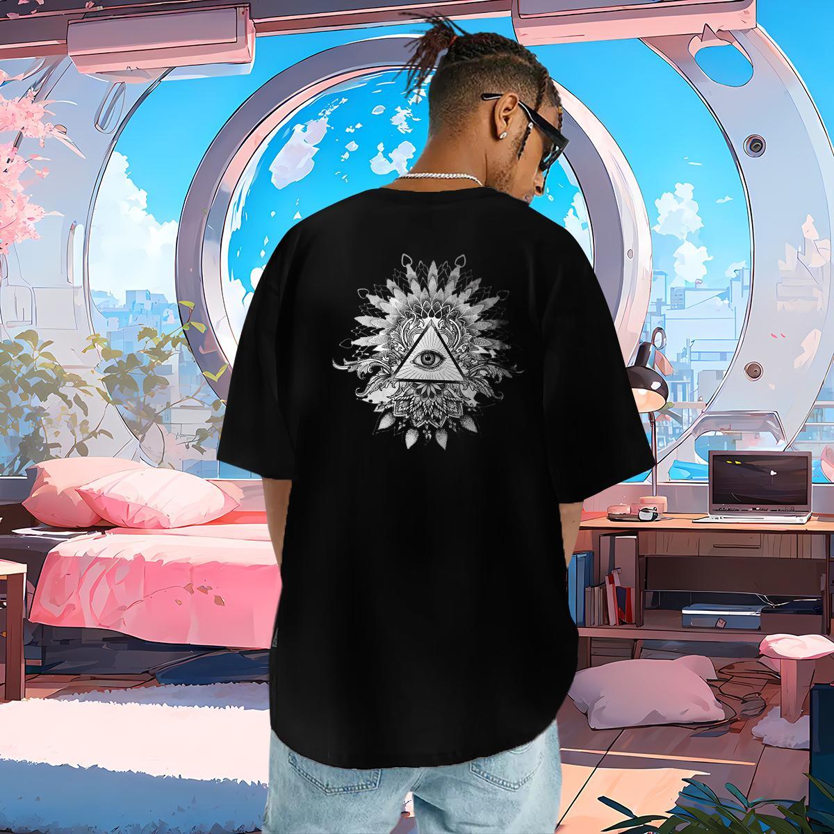 Designer Men T Shirts eye of the devil Polos 230g 100% Cotton Casual Beach Loose Customized Print O Neck Short Sleeves Men Tees