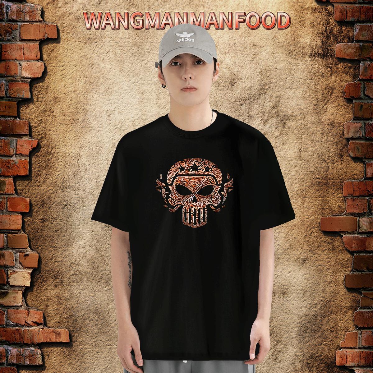 2024 T shirt skull Tshirts 230g Pure Cotton High Street Hip Hop Popular Custom Print Oversized Breathable Short Sleeve Mens Tshirts