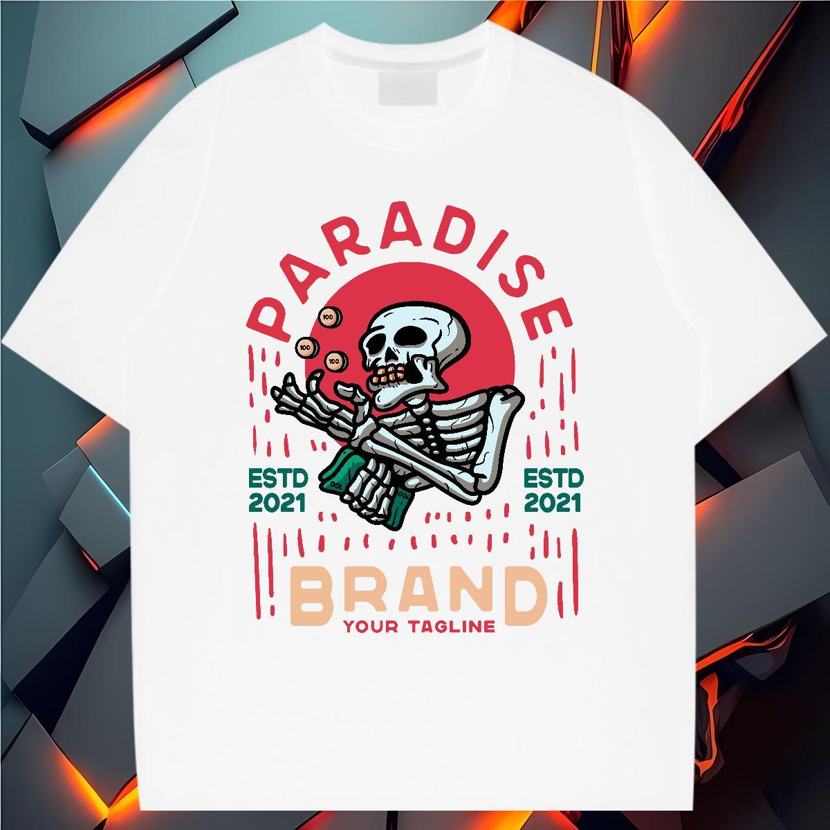 Free Shipping T Shirts Men skull Top Tees 230g 100% Cotton Street High Quality Graphic Breathable Short Sleeve Mens Tshirts