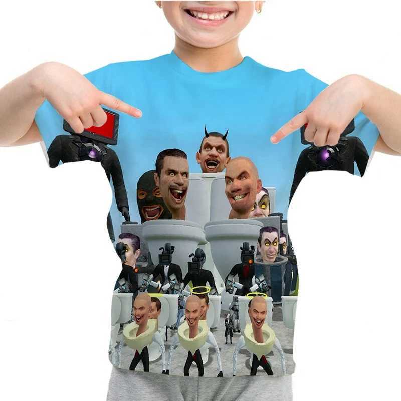 Skibidi Toilet Childrens T-shirt Fun Short Sleeve Baby Boy T-shirt Top Speaker Printed T-shirt Summer O-neck Childrens T-shirtW240718