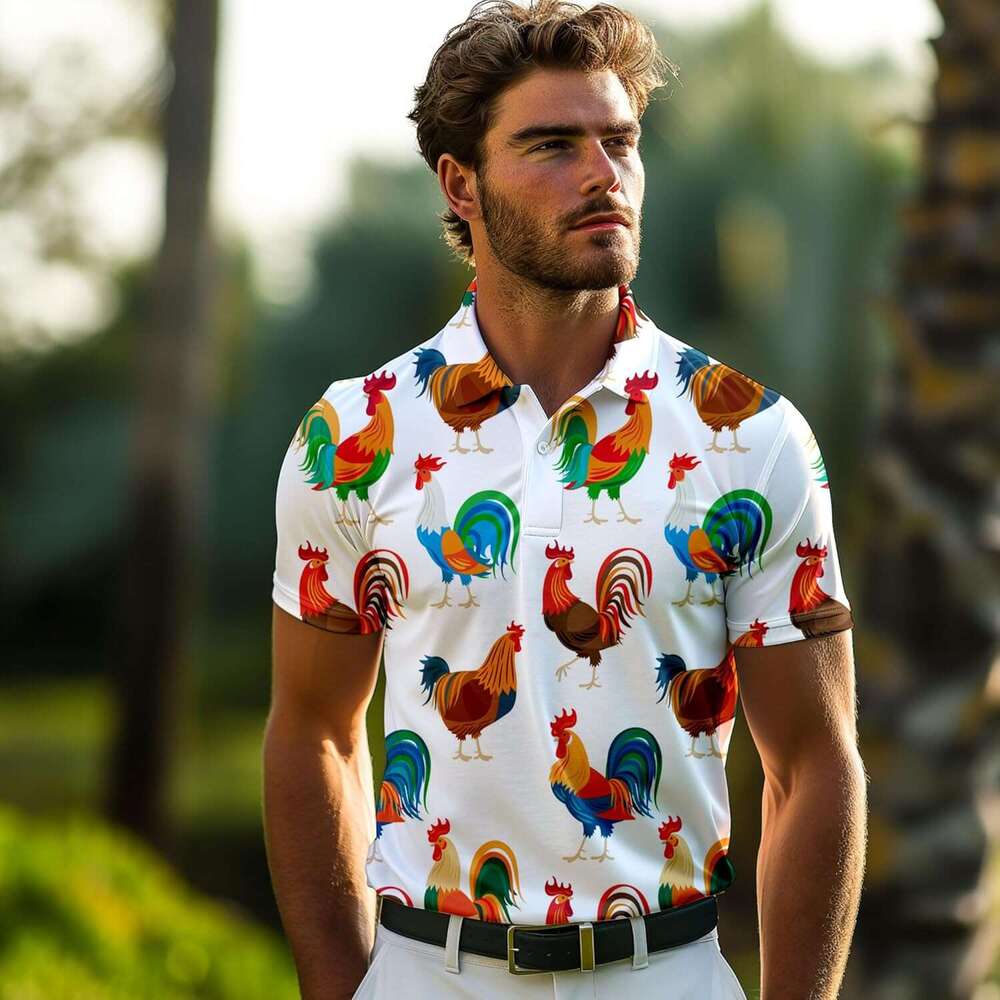 Fashion Mens Polo shirt Funny for MenMens Hawaiian Short Sleeve Novelty Crazy Golf Shirts Polos shirts tshirt Casual tops summer clothes Short sleeve 