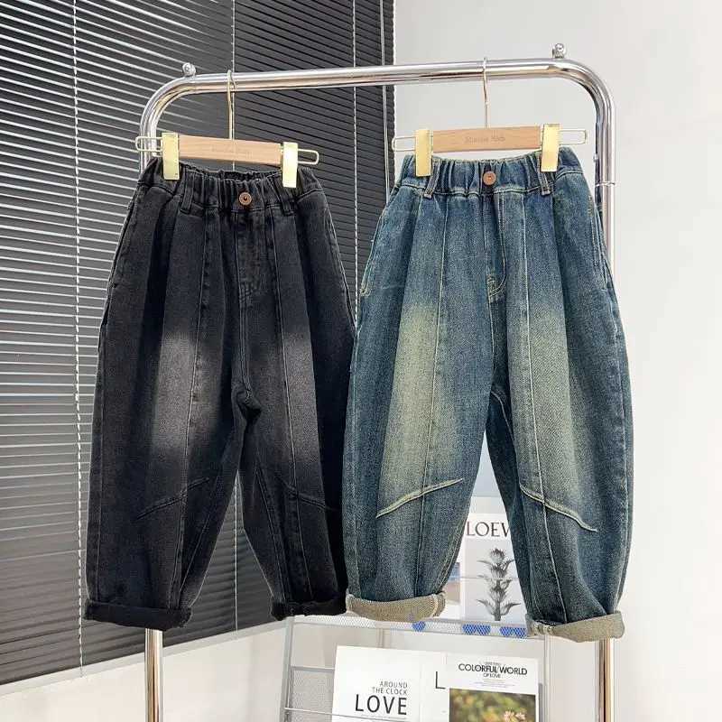 Jeans Boys Jean Pants Long Trousers Cotton 2024 Loose Spring Autumn Babys Kids Pants High Quality Childrens Clothing