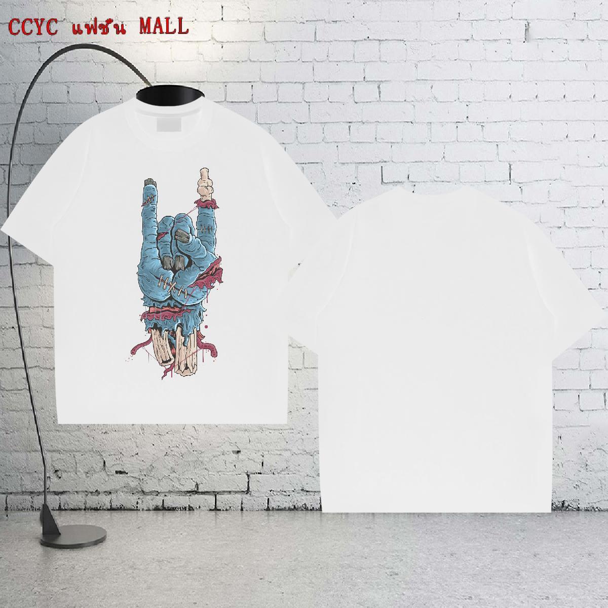 Fashion T Shirts Men hands Tshirts 100% Cotton 230g Street wear Hip Hop Unisex Skull Round Neck Short Sleeve Men Tees