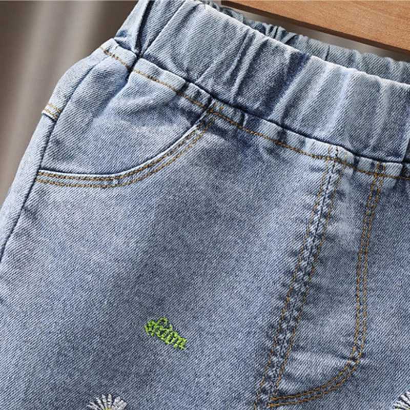 Jeans Light Color Jeans Girls Straight Pants Denim Casual Trousers Kids Clothes 1-5 Years Baby Stretch Elastic Waist Bottoms