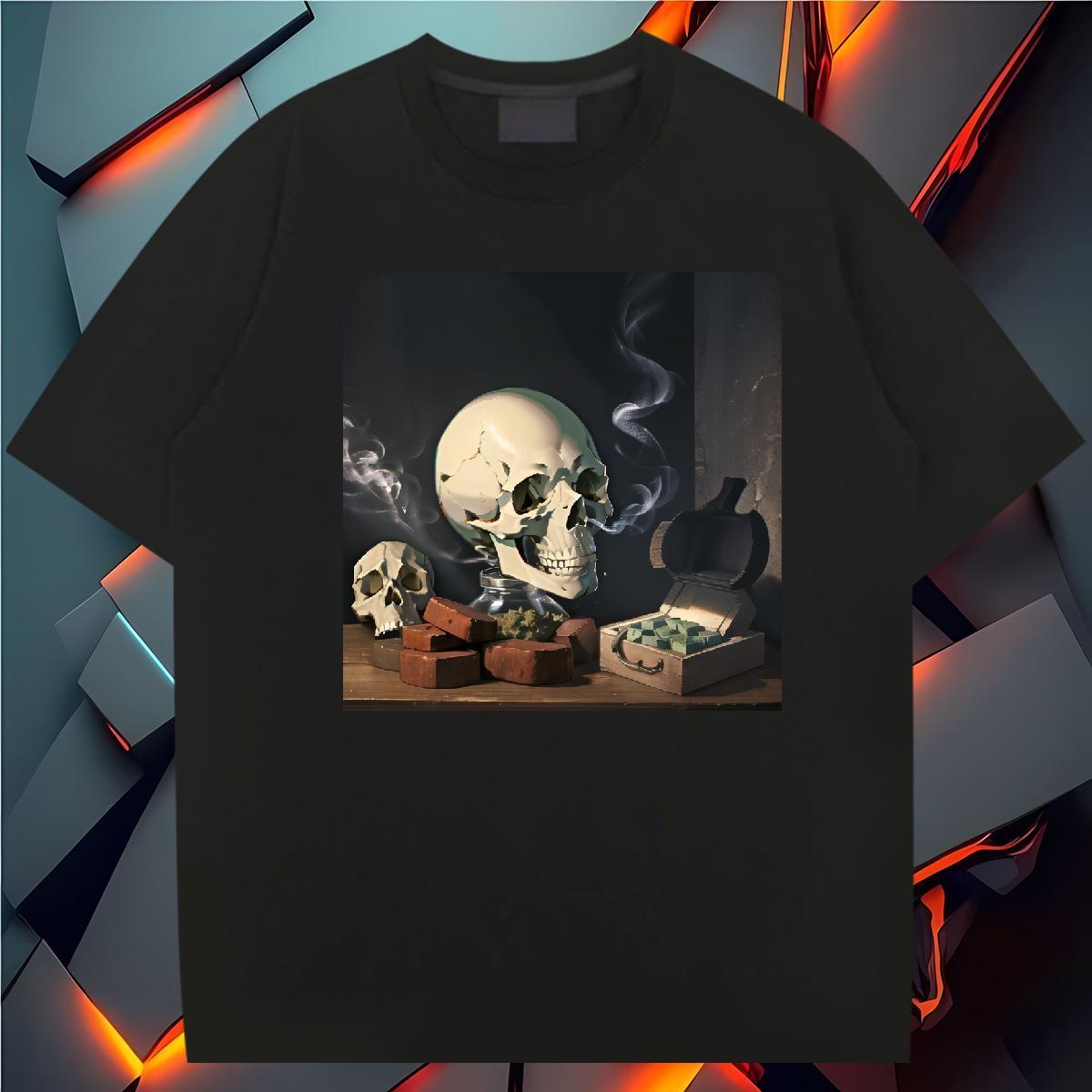 Fashion Designer T Shirts Men skull Wear 100% Cotton 230g Spring Summer Comfortable DIY Logo Oversized Breathable Short Sleeve Men Tees