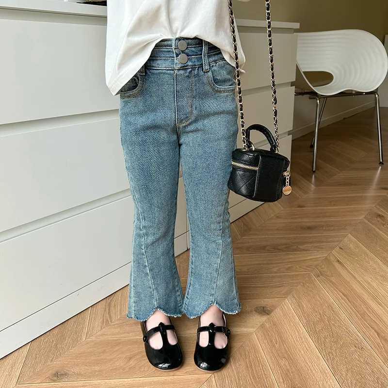 Jeans Spring Girls Vintage denim slit bell bottoms high elastic slim-fit jeans