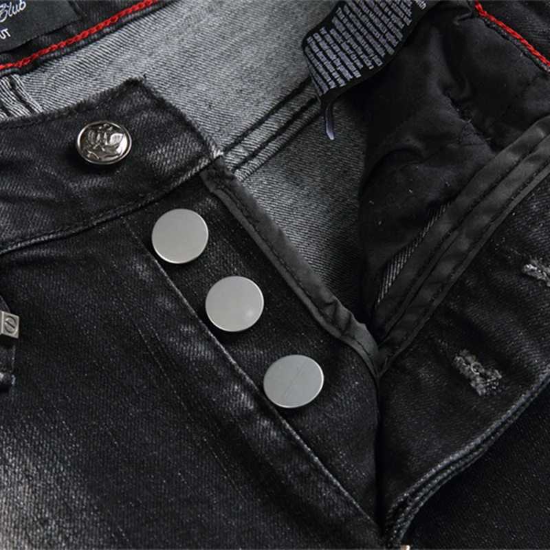 Mens Black Jeans 2024 new Fashion Letter Print Mid-Waist Casual Pants Street Trend Stretch Casual Denim PantsM240803