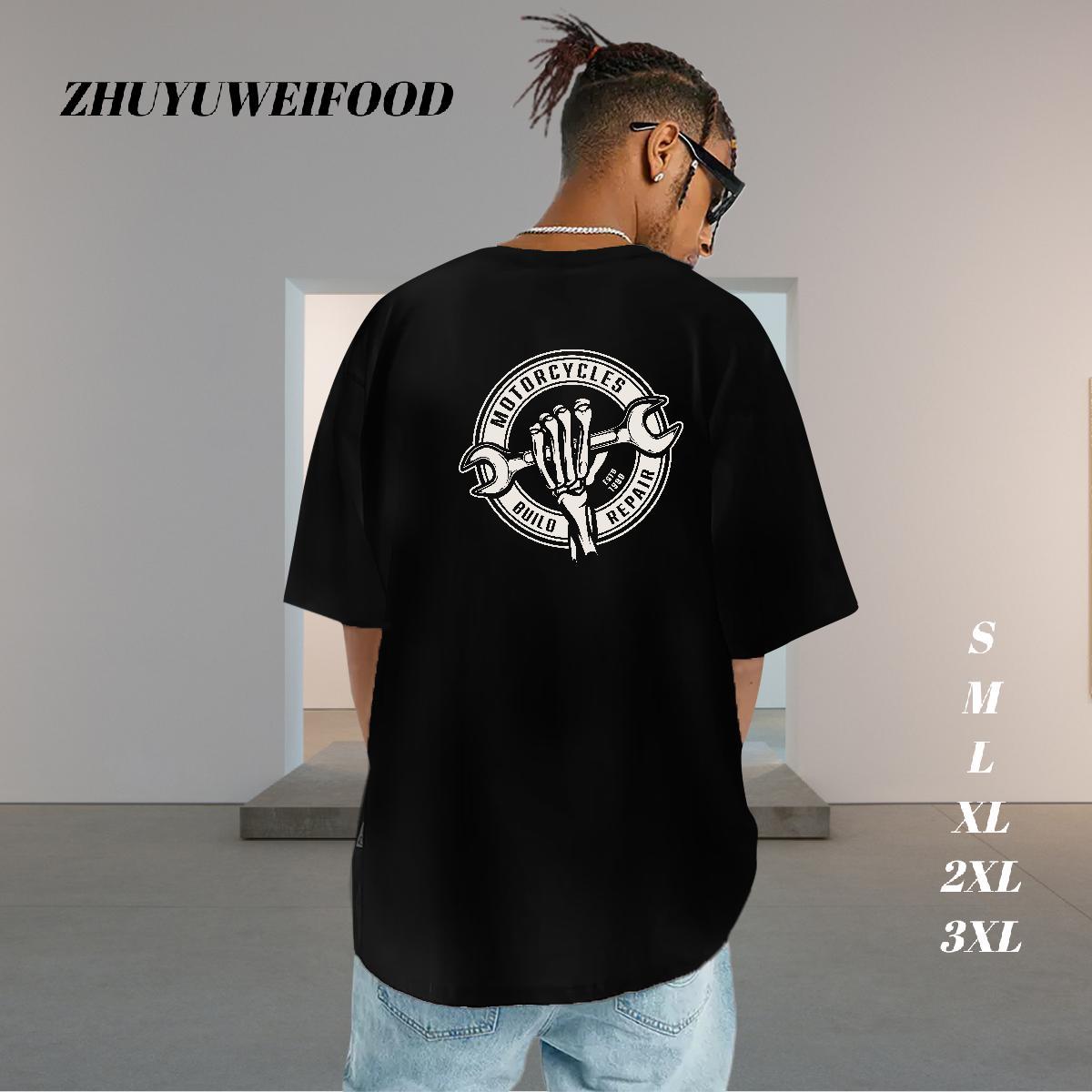 New T shirt tool Tees 100% Cotton 230g Sports Casual Loose Cartoon Print O Neck Short Sleeves Men Tops Tees