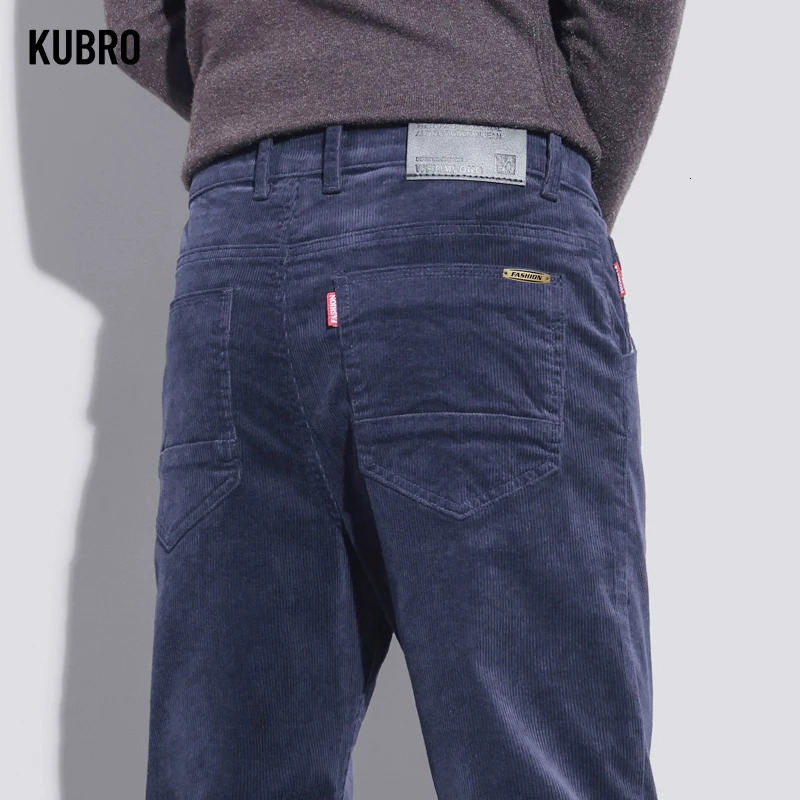 KUBRO highquality Corduroy fabric mens business casual Trouser autumn Korean style slim fit pants 240905