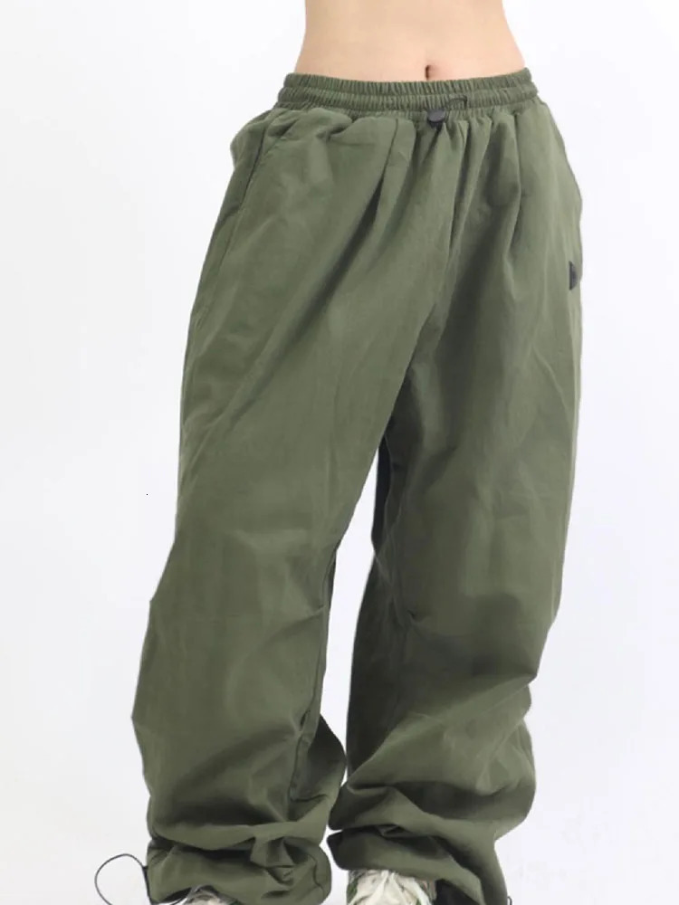 HOUZHOU Oversized Cargo Parachute Pants Women Japanese Style Gorpcore Wide Leg Joggers Hippie Baggy Vintage Sweatpants Trousers 240807