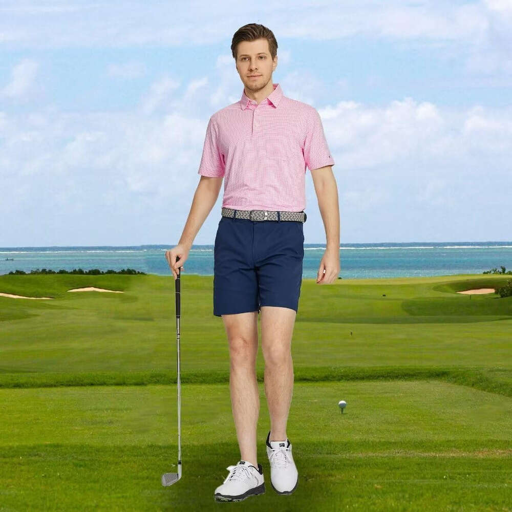 Fashion Mens Polo shirt Short Dry Fit Jacquard Performance Moisture Wicking Casual Pocket Collared Shirts for Men tops summer clothes