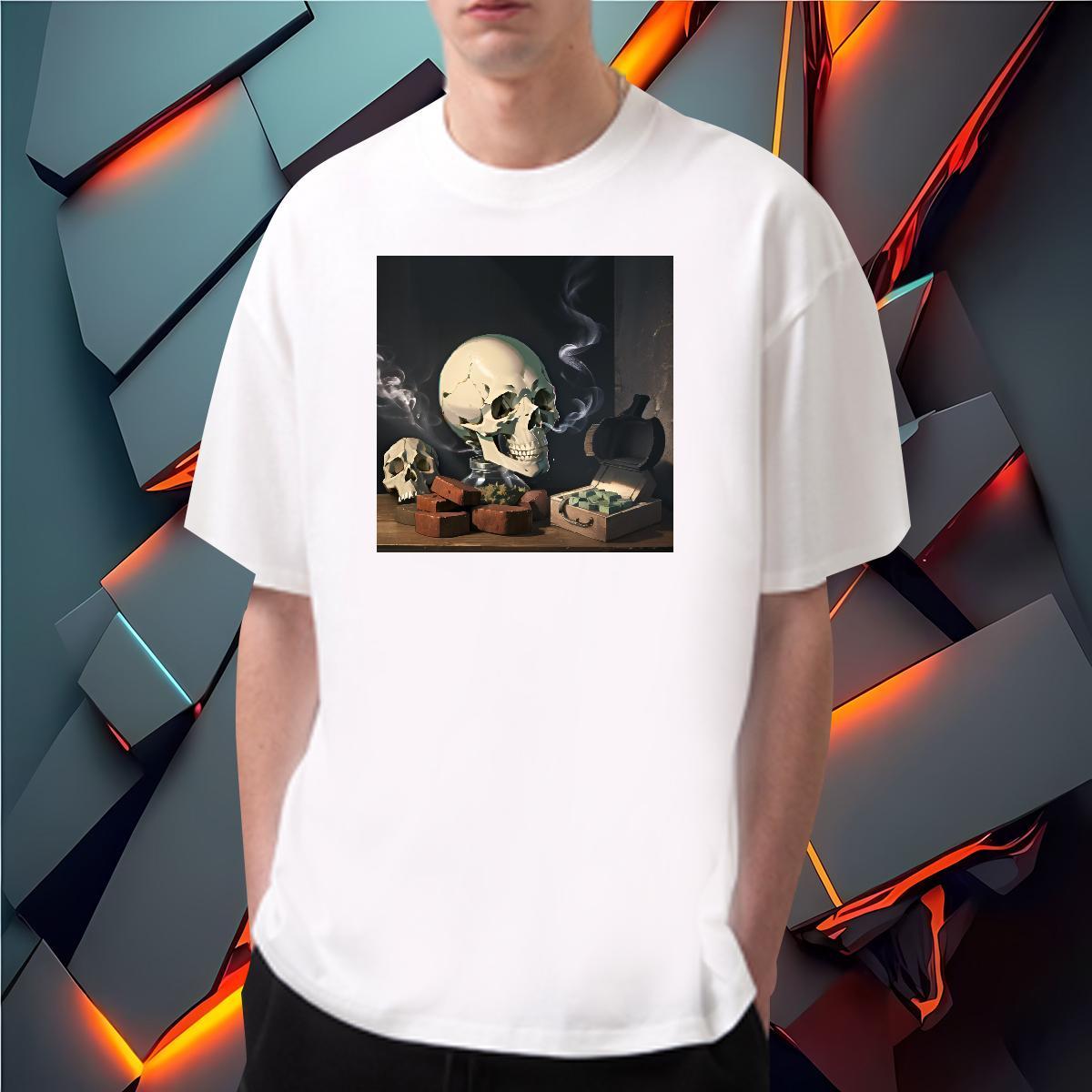 Fashion Designer T Shirts Men skull Wear 100% Cotton 230g Spring Summer Comfortable DIY Logo Oversized Breathable Short Sleeve Men Tees