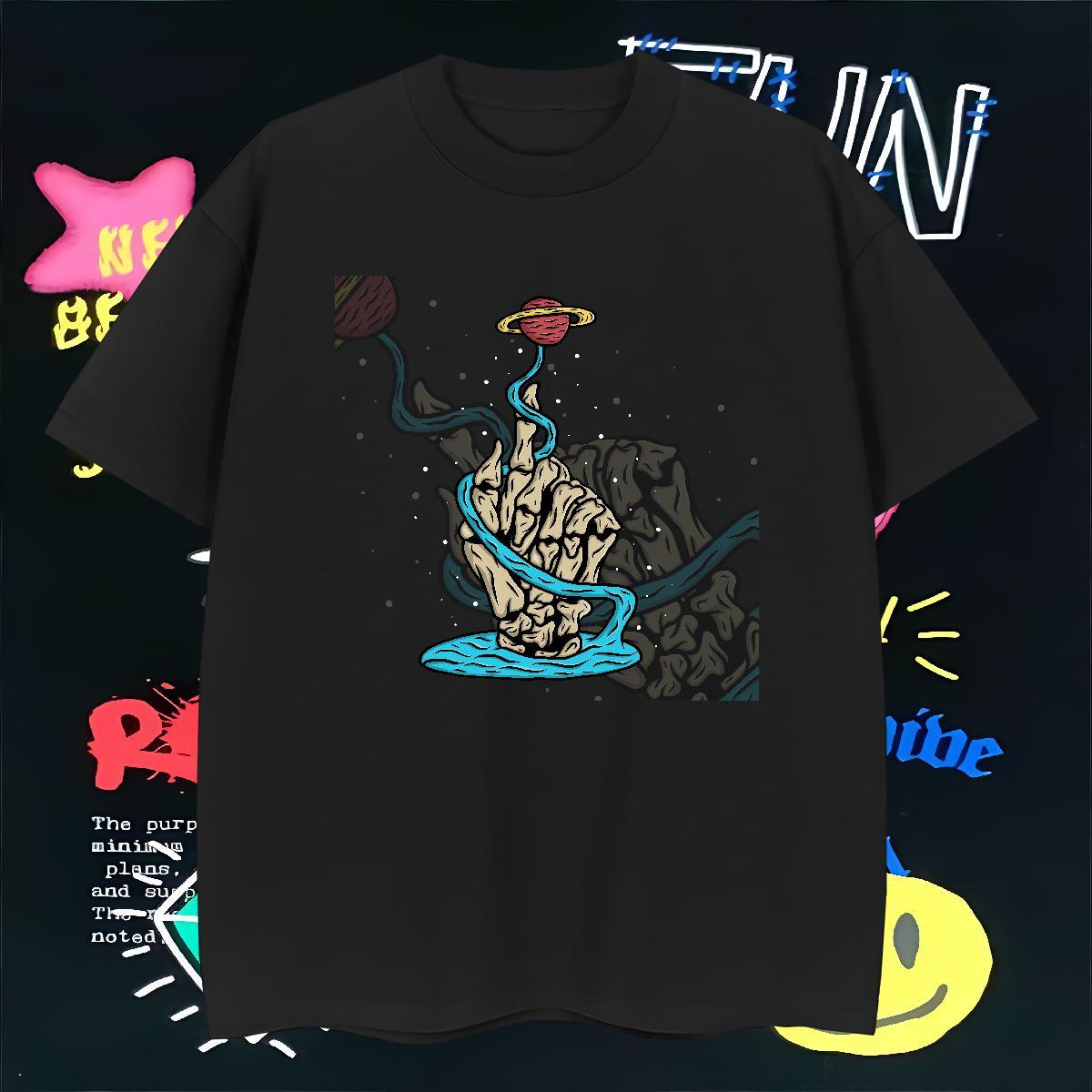 Free Shipping Man T Shirts skull Tees Shirts 230g Pure Cotton Anime Printing Street Loose DIY O Neck Short Sleeves Tshirts