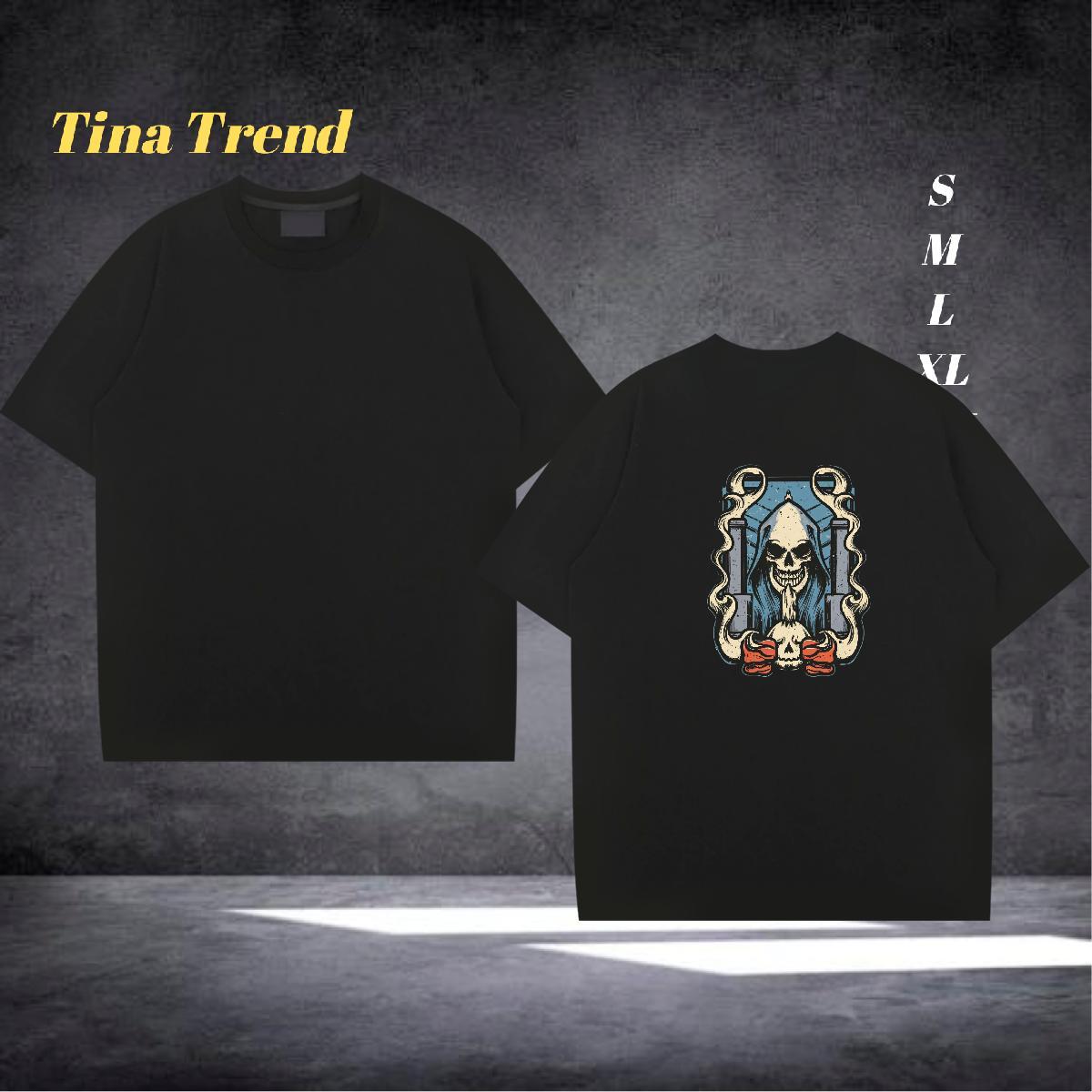 Free Shipping Man T Shirts skull Tees 230g Cotton Spring Summer Comfortable Cartoon Printing L-4XL Breathable Short Sleeve Men Tees