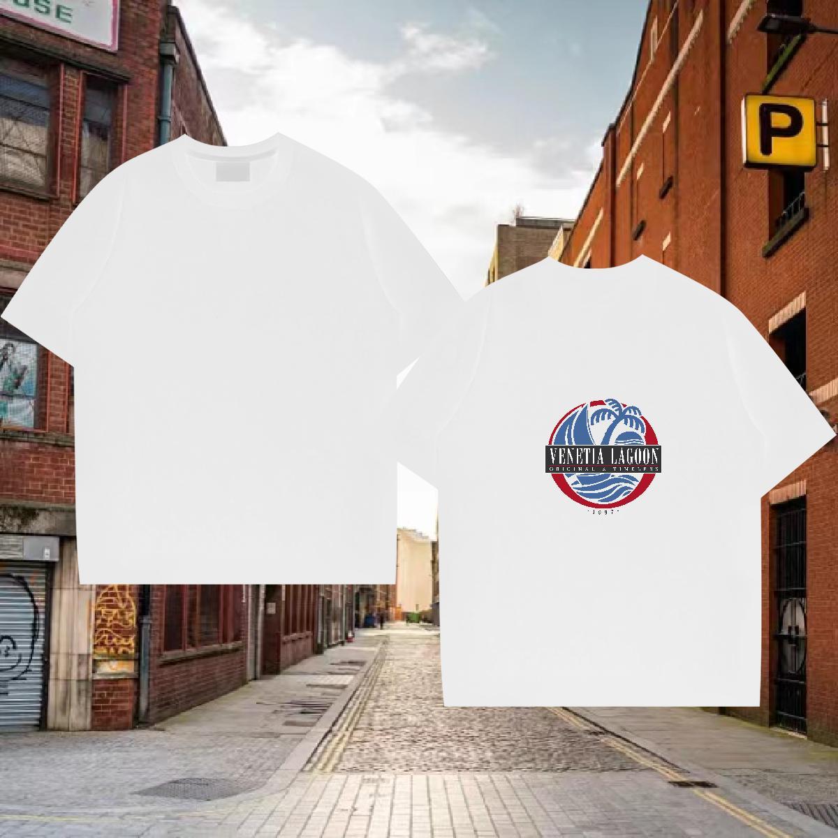 Fashion T-Shirts for Men beach Tee Shirt 230g Pure Cotton Hip Hop Street Designer White Plus Size Short Sleeve O-Neck Tshirts