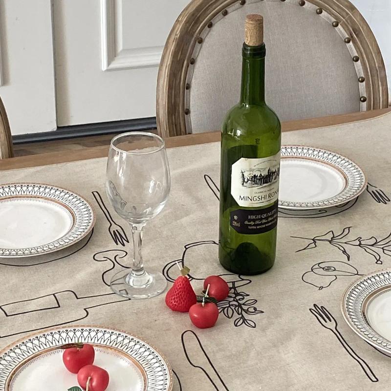 Table Cloth Creative Cotton And en Ins Style Personalized e Sketching Tablecloth Modern Picnic Tea Cover