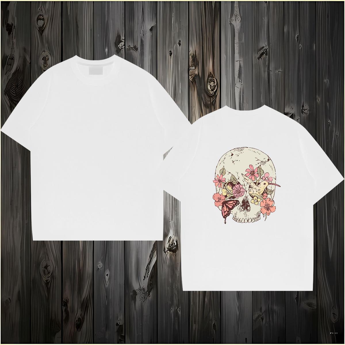 Designer T Shirts Men skull Clothes 100% Cotton 230g Hip Hop High Quality Oversized 4XL Crew Neck Breathable Men Clothes T-Shirt