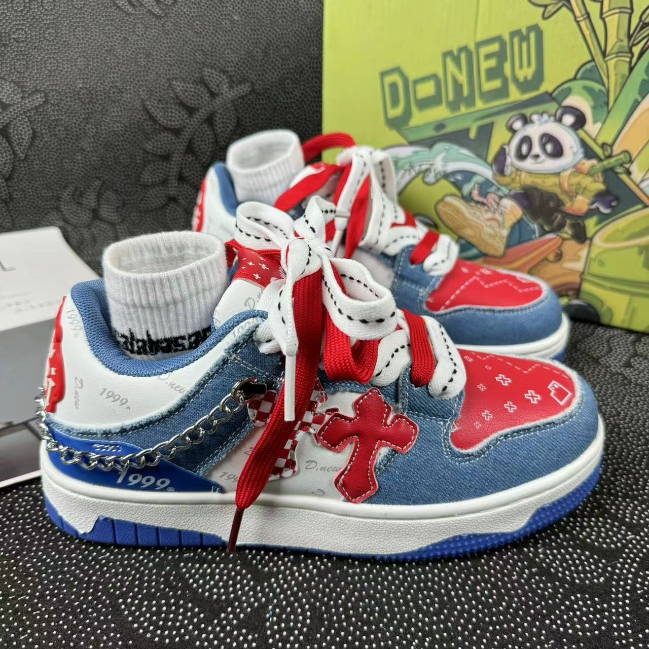 Niche Chain Retro Punk Street Hip Hop Trendy Skateboarding Shoes